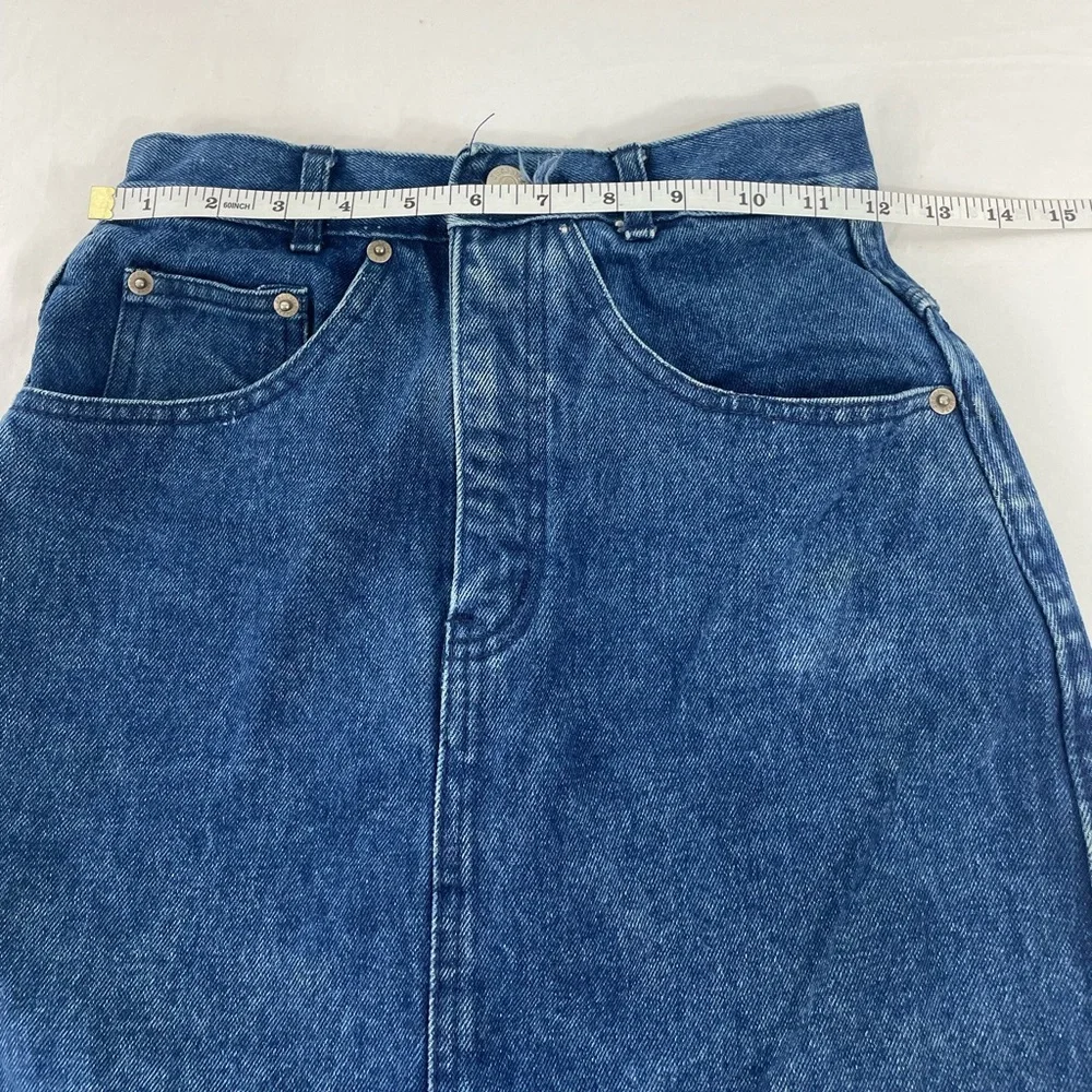 Vintage JEANJER Denim Skirt 5/6 High Waist Blue Jean Skirt 90s Y2K Pencil Mini - Picture 9 of 12